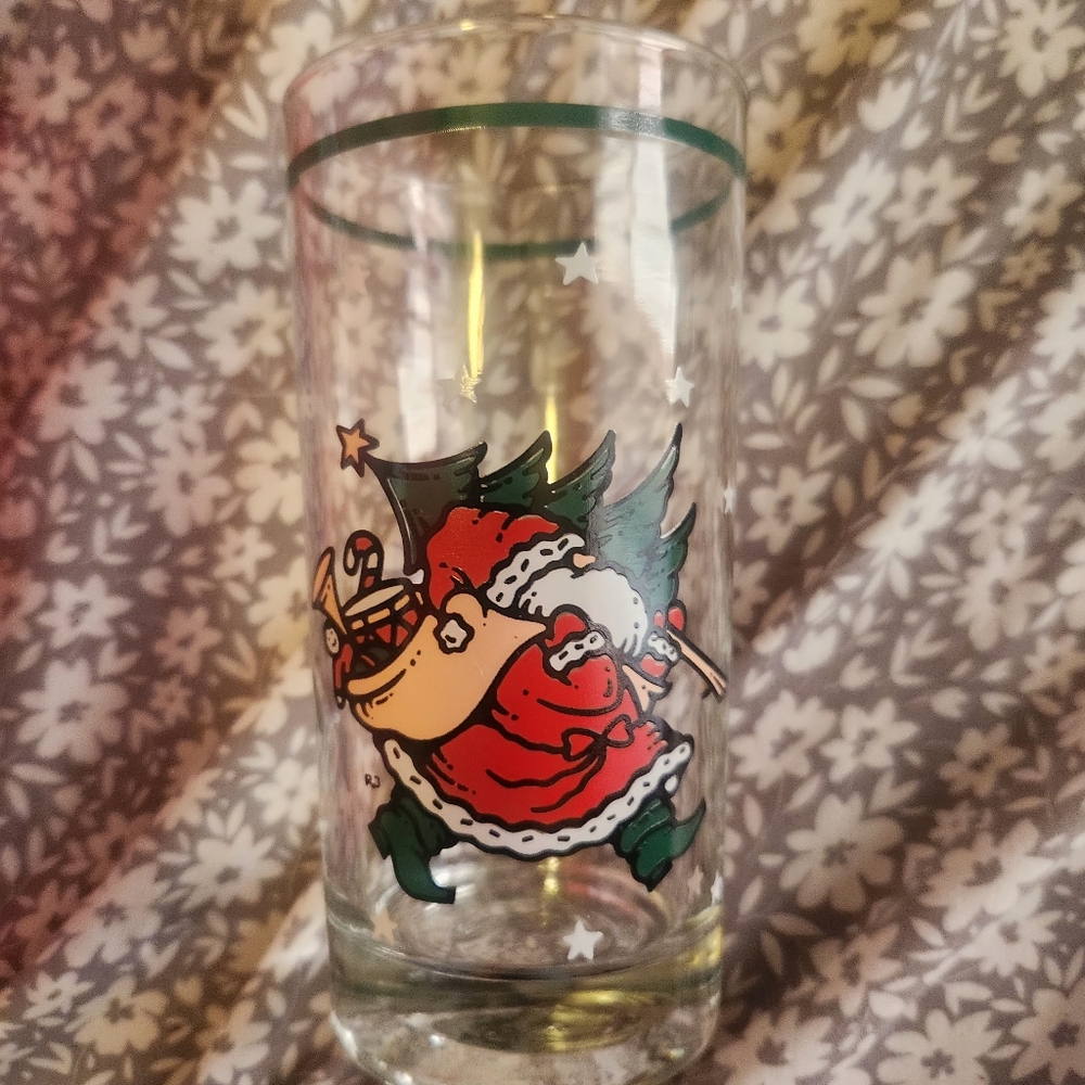 *Anchor Hocking Christmas Santa Clause Drinking Glasses 1990